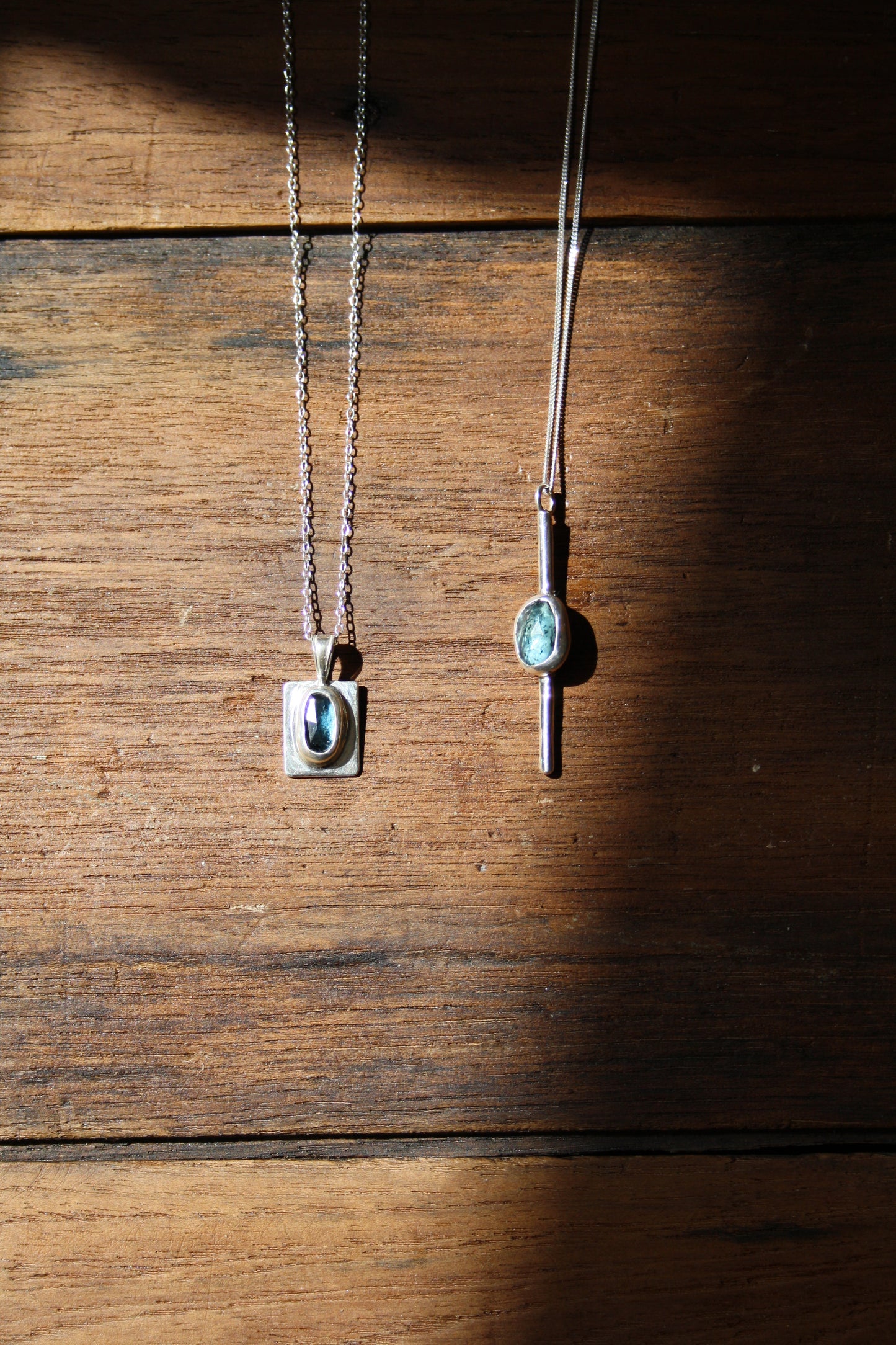 Teal Moss Kyanite Dainty Necklace