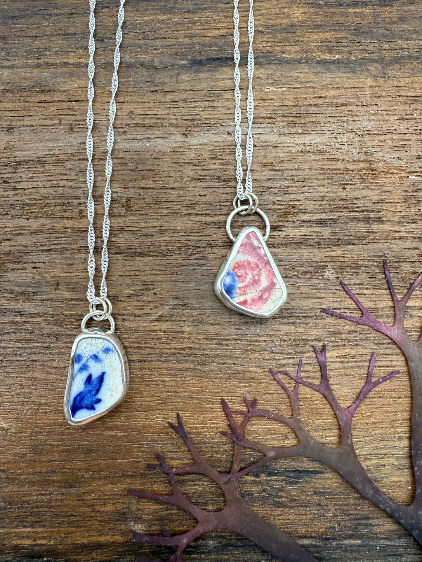 Sea Pottery Necklace- Bluebells