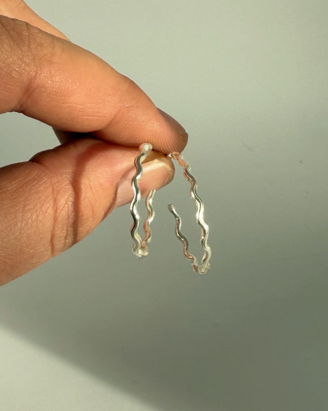 Wavy Half Hoop Silver Earrings