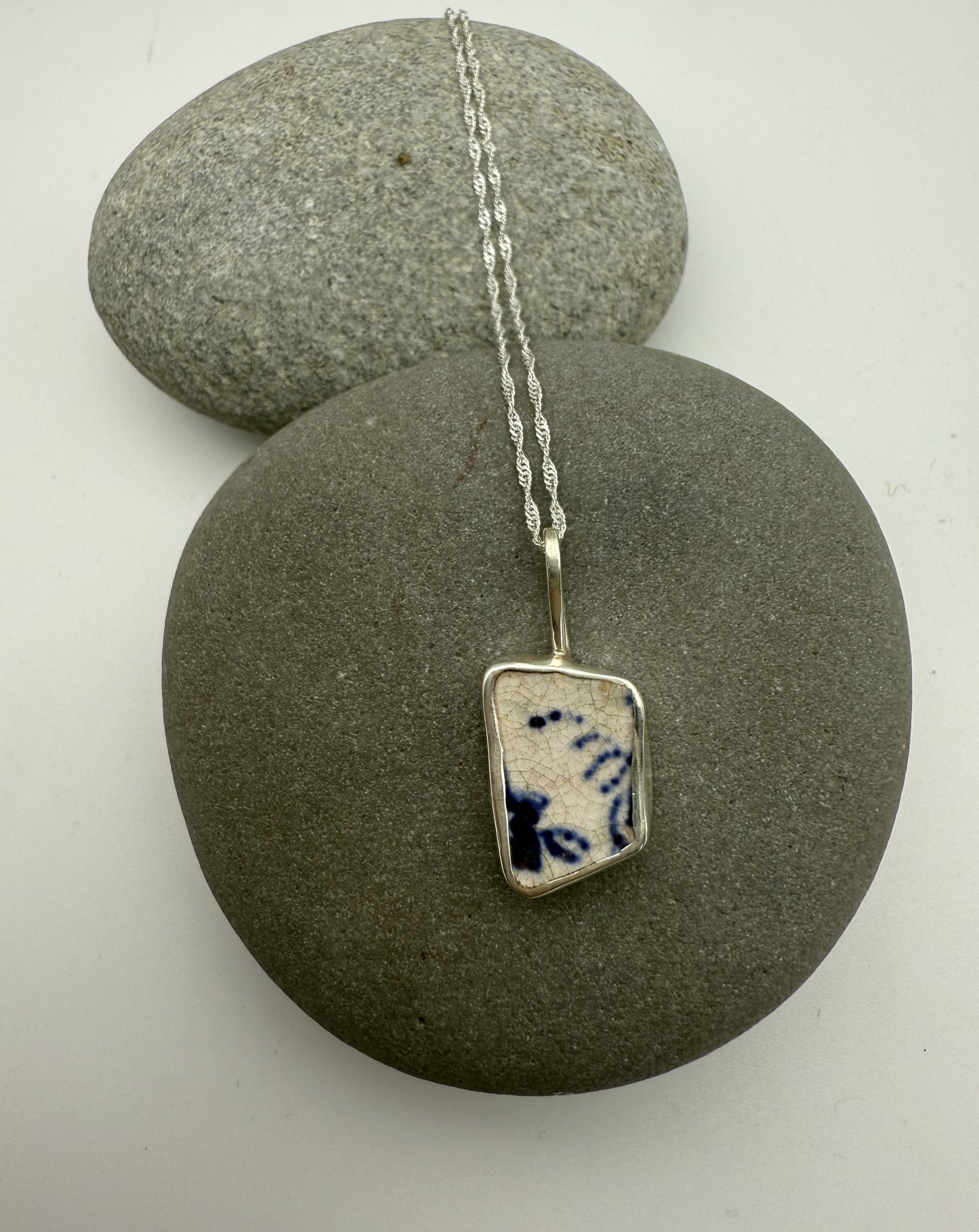Sea Pottery Necklace- Blue and White