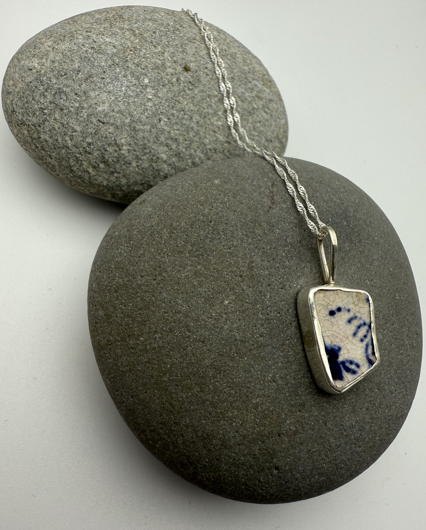 Sea Pottery Necklace- Blue and White