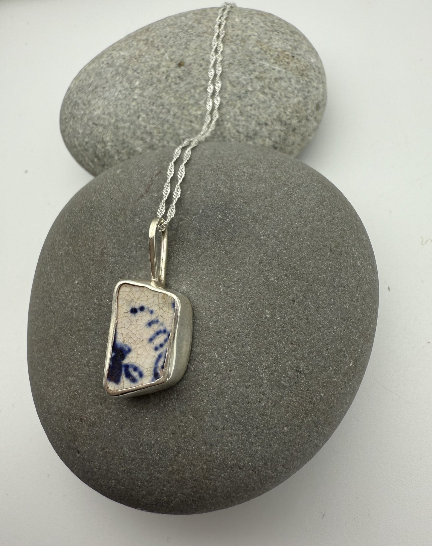 Sea Pottery Necklace- Blue and White