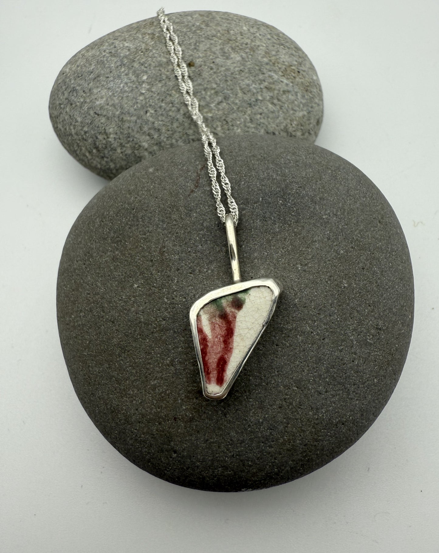 Sea Pottery Pendant - Pink and Green