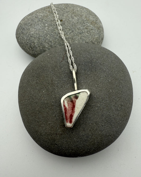 Sea Pottery Pendant - Pink and Green