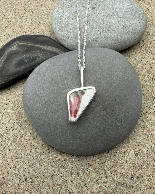 Sea Pottery Pendant - Pink and Green