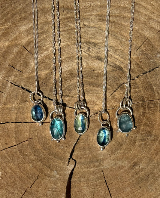 Dainty Kyanite Silver Pendants
