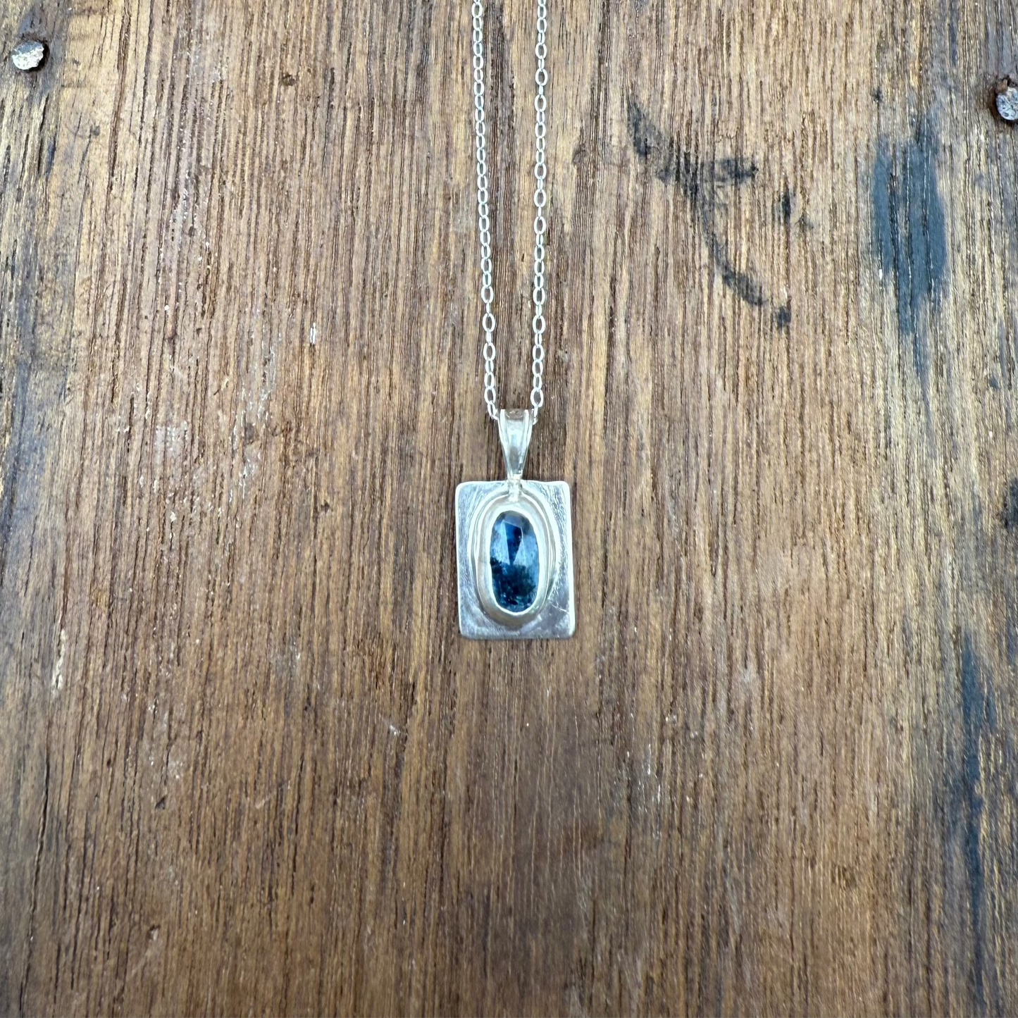 Teal Moss Kyanite Dainty Necklace