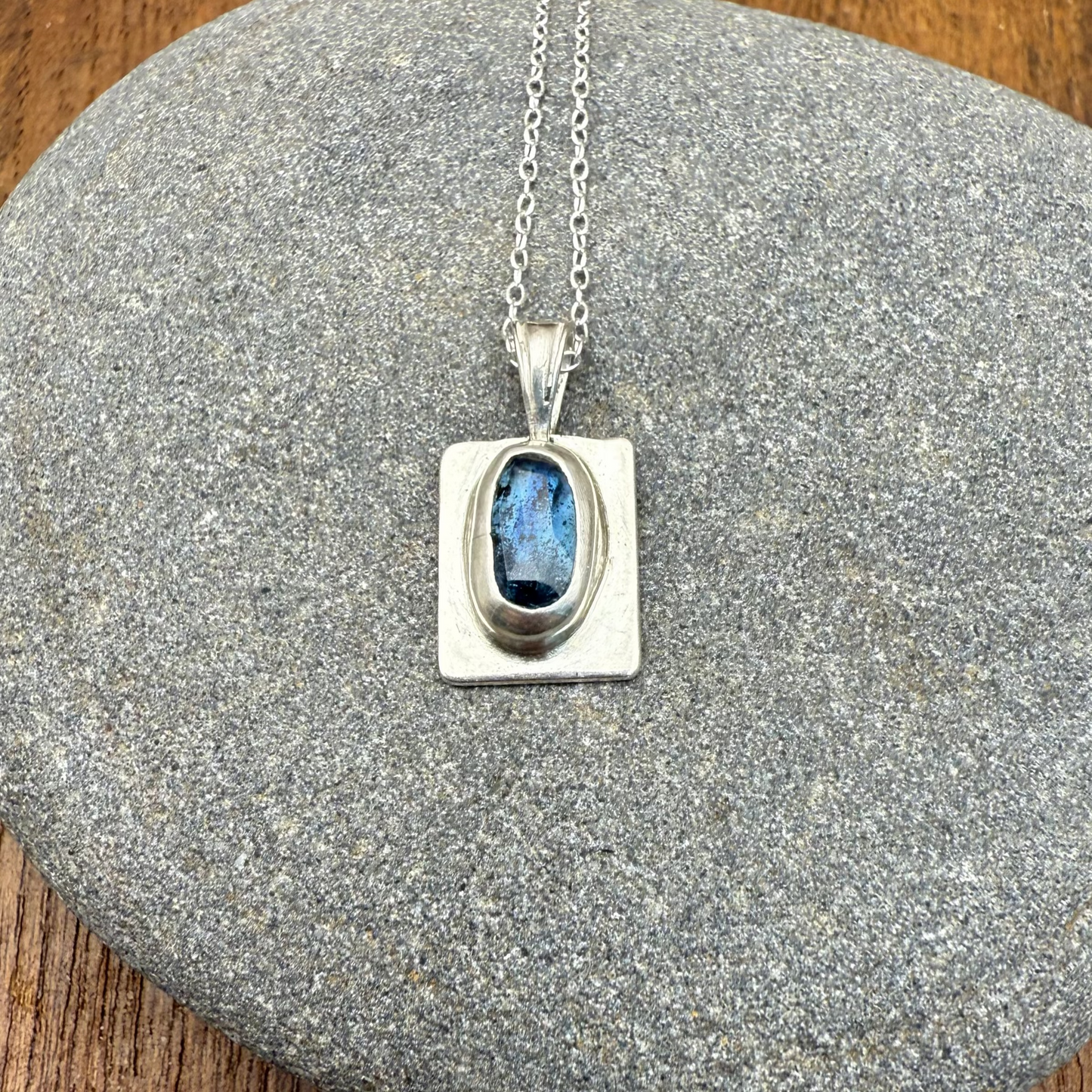 Teal Moss Kyanite Dainty Necklace