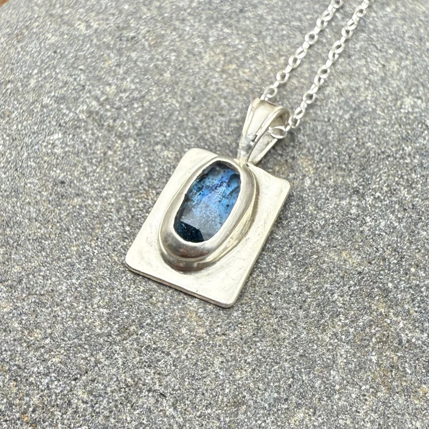 Teal Moss Kyanite Dainty Necklace