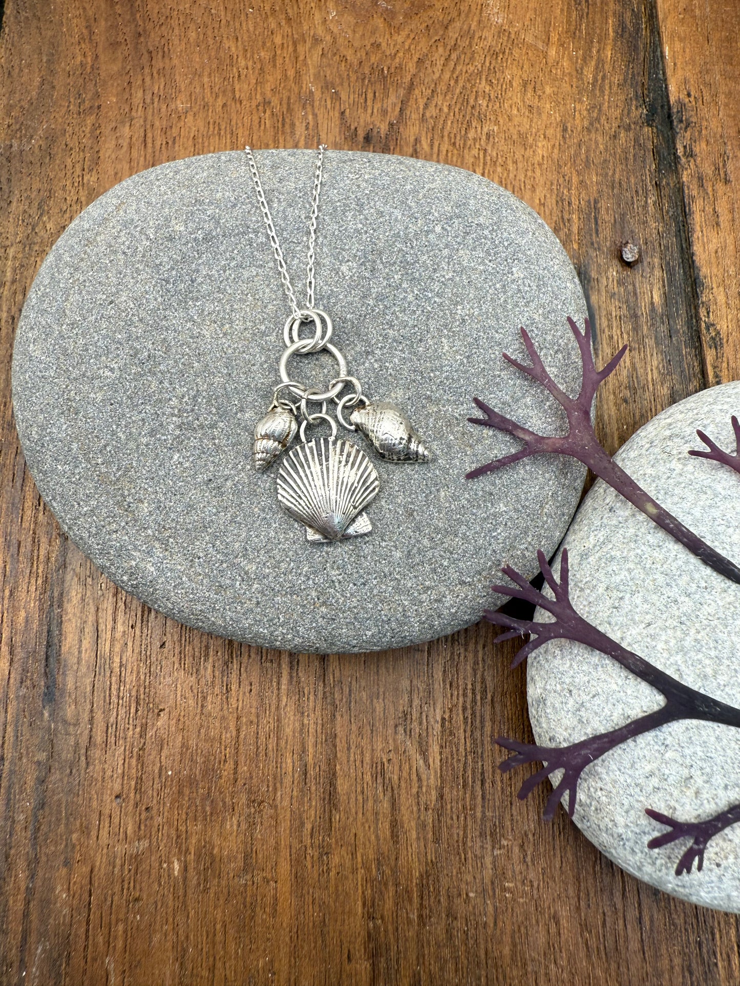 Triple Sea Shell Charm Necklace