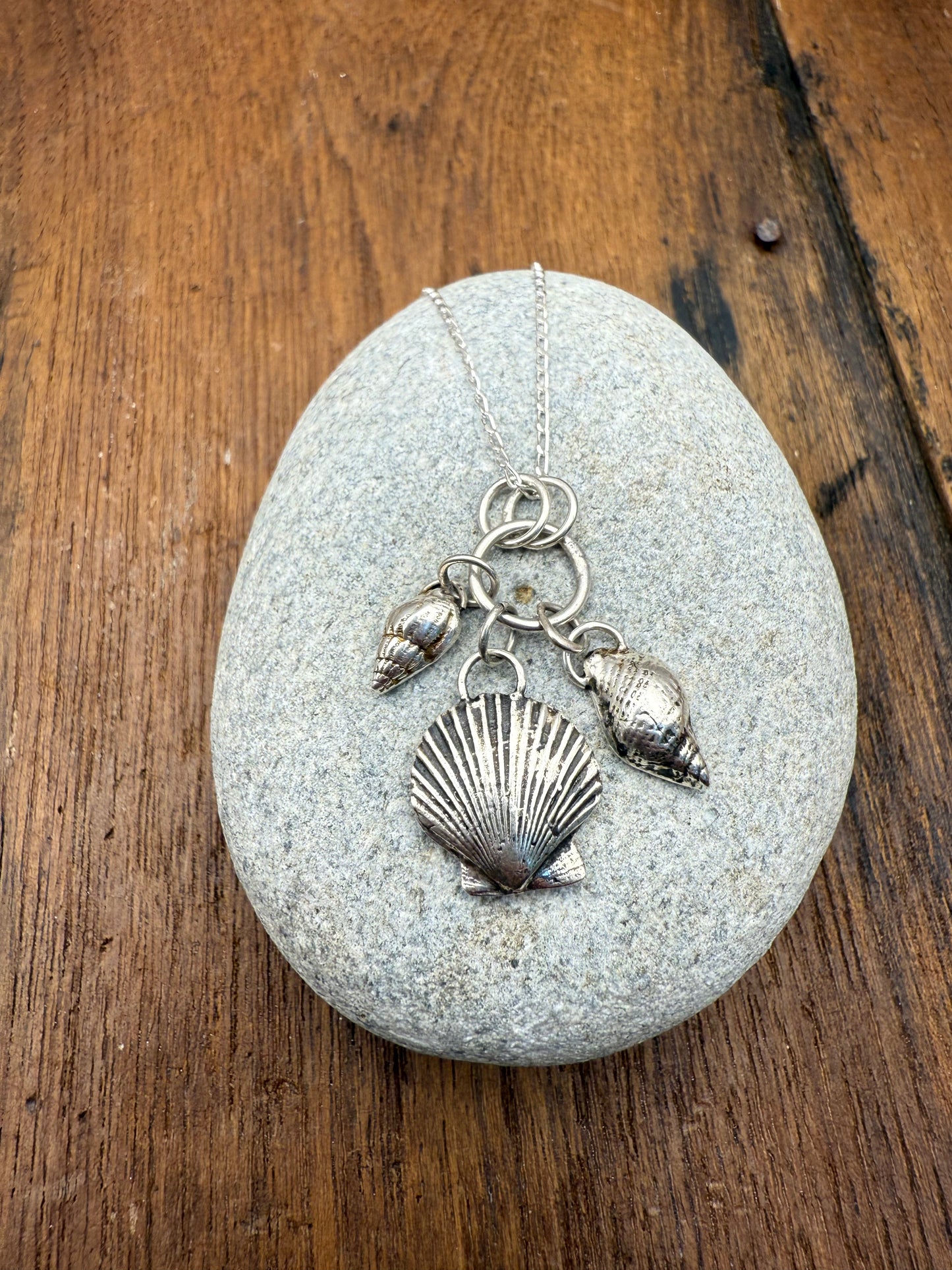 Triple Sea Shell Charm Necklace