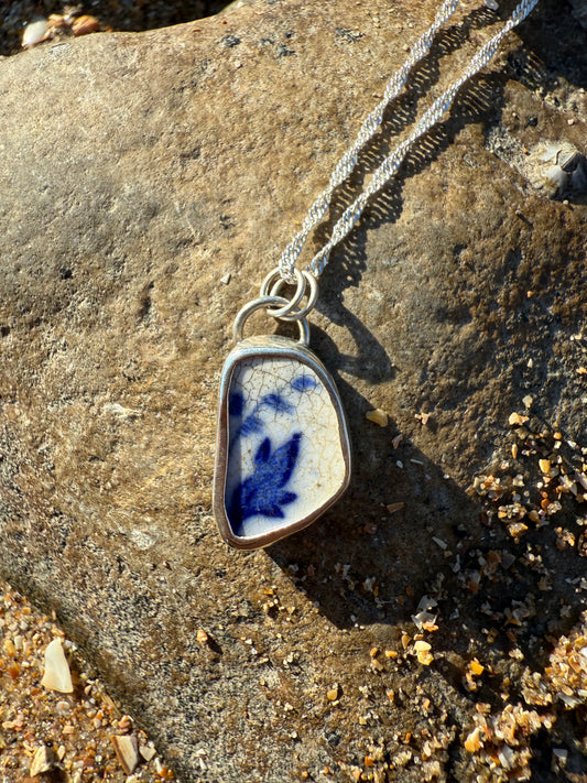 Sea Pottery Necklace- Bluebells