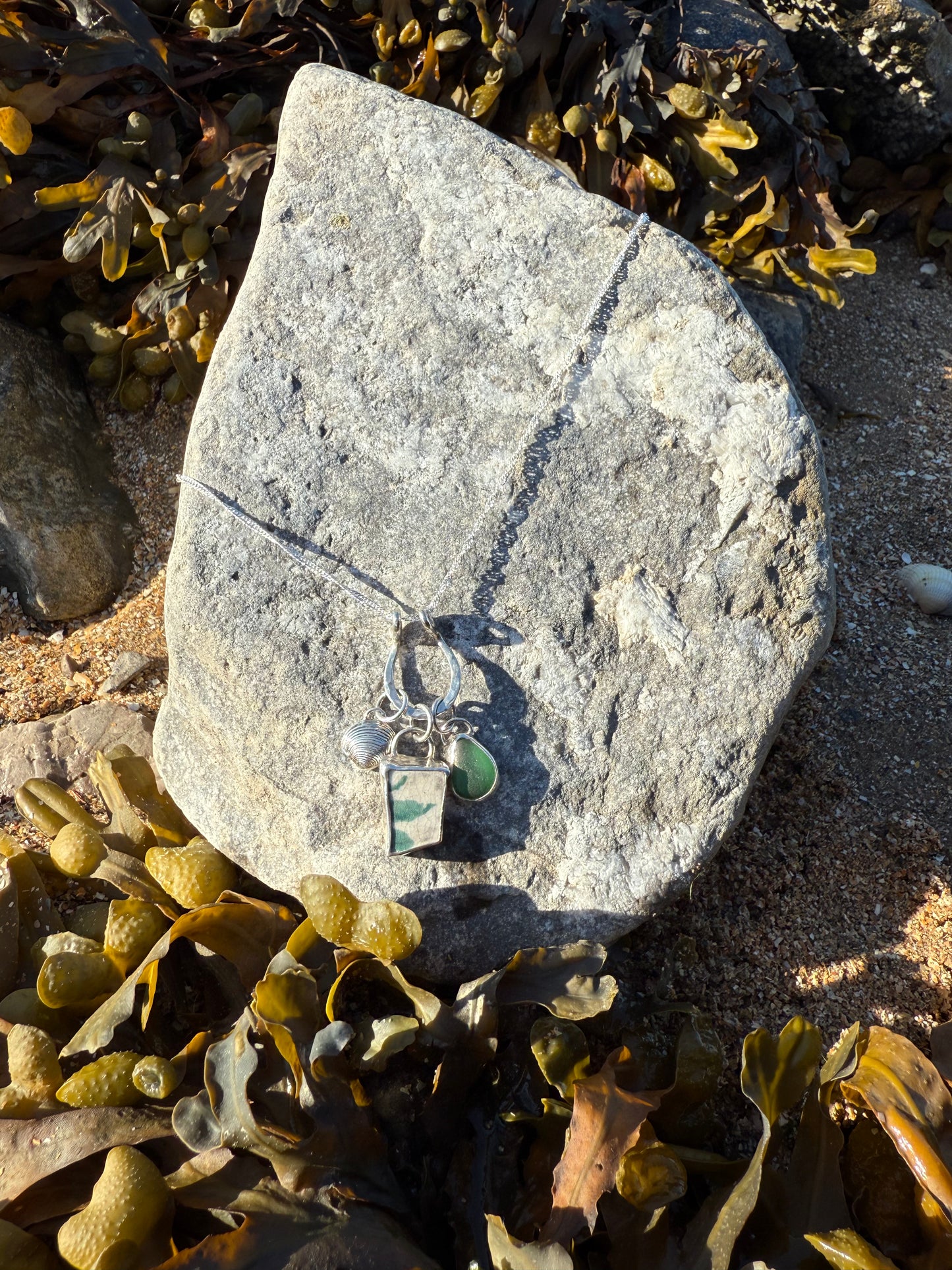 Ocean Treasures Charm Necklace- Seashell Green