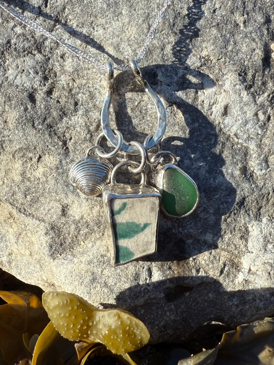 Ocean Treasures Charm Necklace- Seashell Green